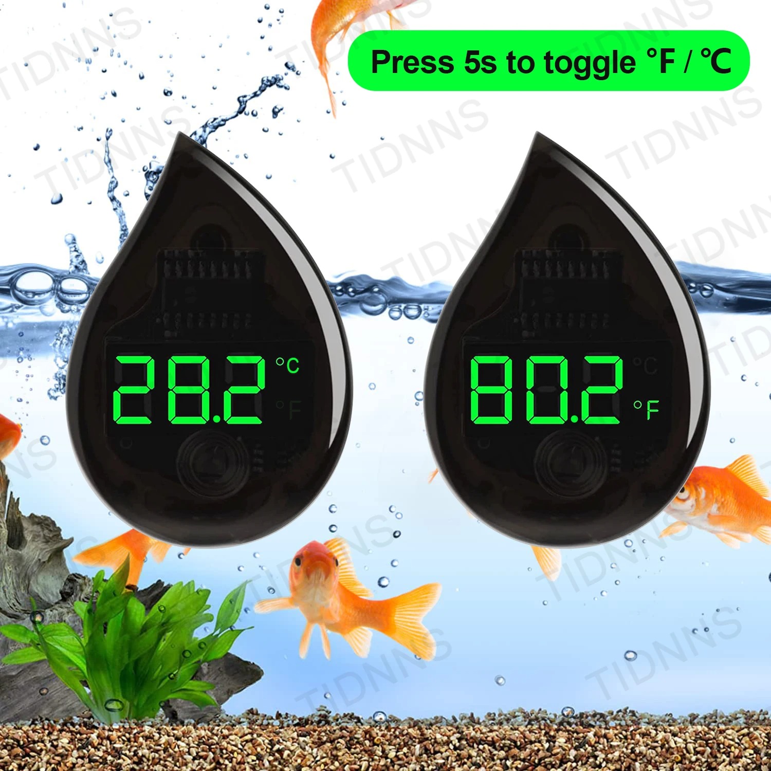 Marine Aquarium Glue - ترمومتر ذاتي اللصق لحوض السمك بشاشة